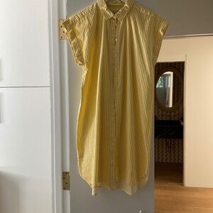 Women’s Loft yellow and white striped midi shirt dress